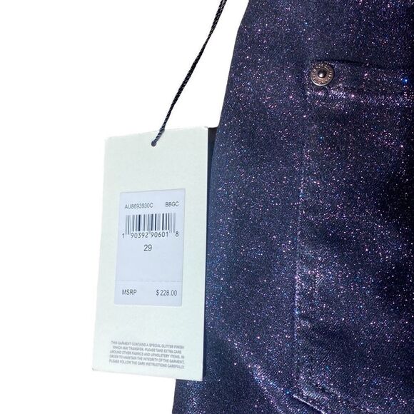 7 for all mankind jeans b(air) high waist ankle skinny black w purple/blue shine - Picture 7 of 8